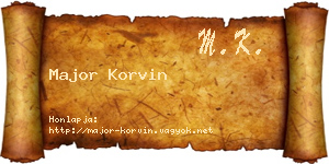 Major Korvin névjegykártya